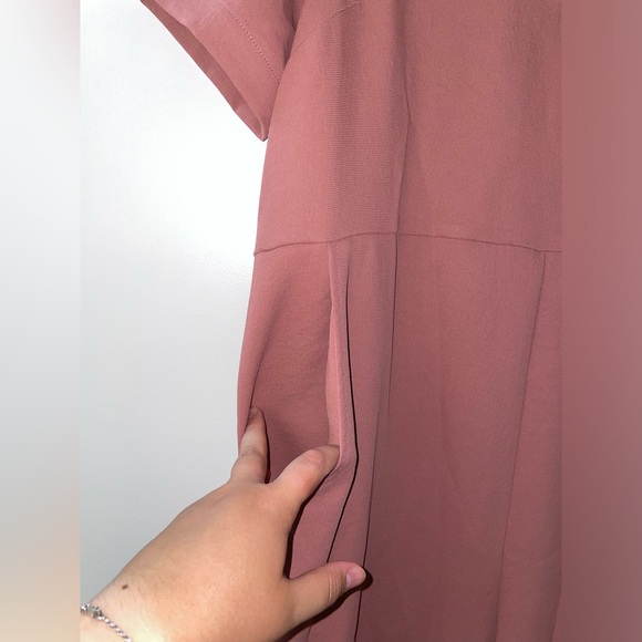 Hatch Rose Pink Maternity V Neck Short Sleeve Zipper Pocket Jumpsuit Size 1, S - Picture 3 of 8